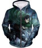 Attack On Titan Super Cool Survey Soldier Captain Levi Hoodie - Zip Up Hoodie