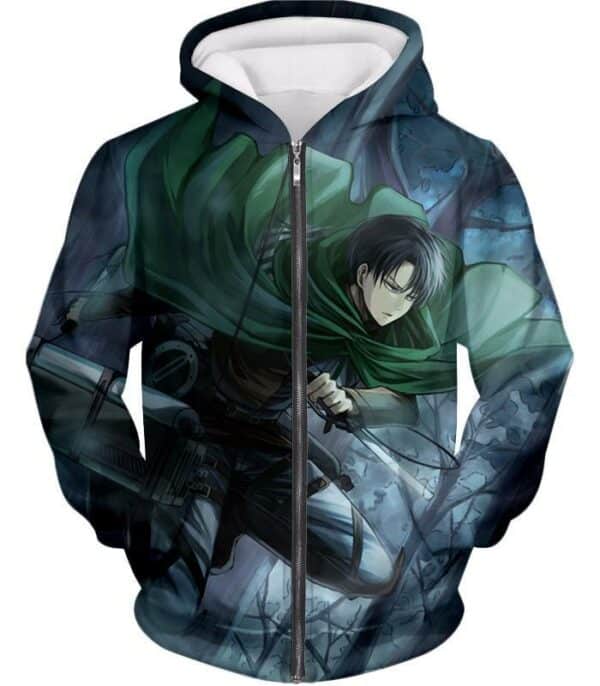 Attack On Titan Super Cool Survey Soldier Captain Levi Zip Up Hoodie