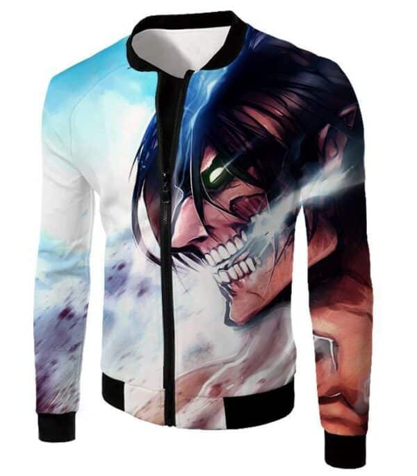 Attack On Titan Titan Form Eren Yeager White Hoodie - Jacket