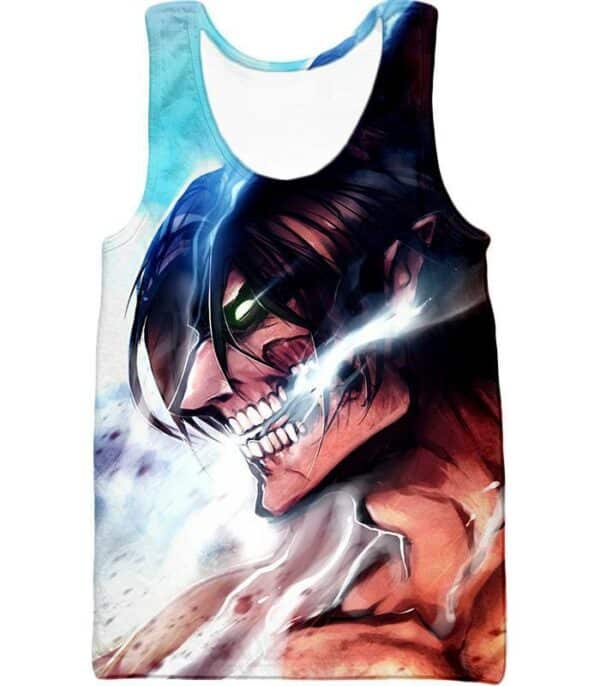 Attack On Titan Titan Form Eren Yeager White Hoodie - Tank Top