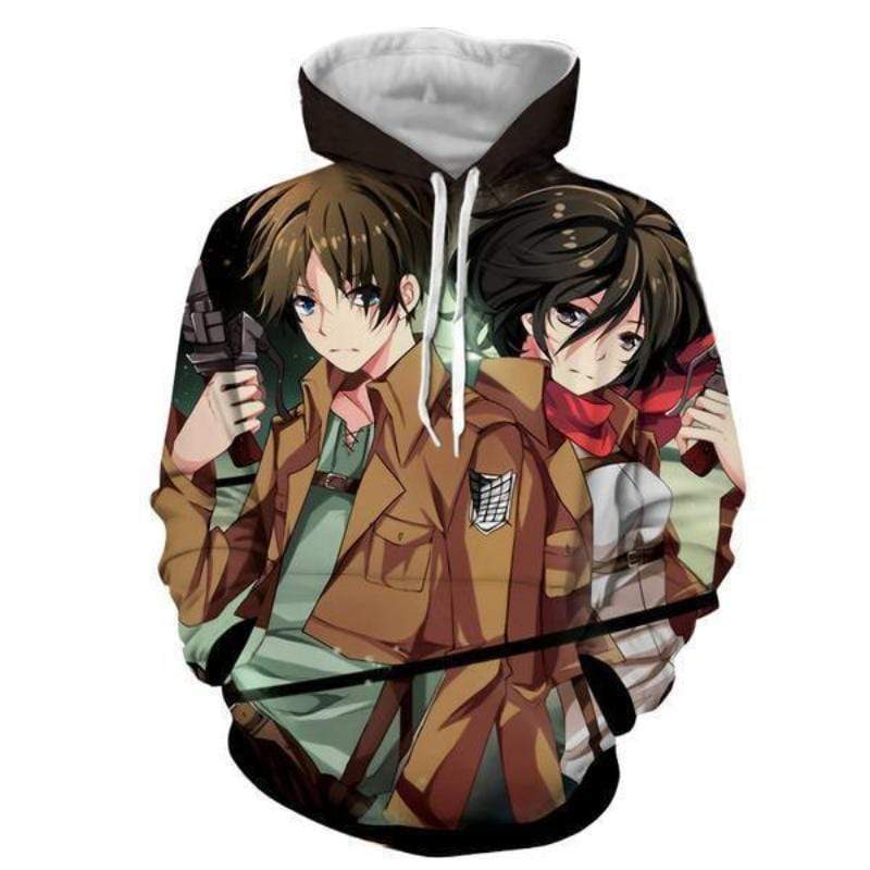 Levi Ackerman & Mikasa Ackermann Together Hoodie- Attack On Titan 3D Graphic Hoodie