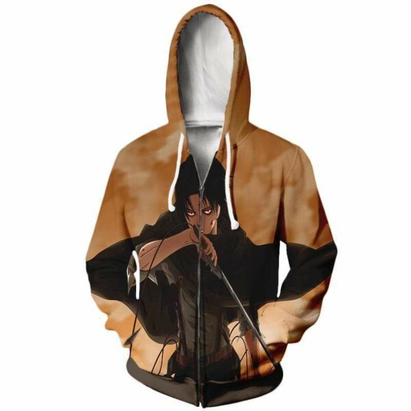 Levi Ackerman Underground Battle  - Attack On Titan Zip Up Hoodie Jacket - Zip Up Hoodie