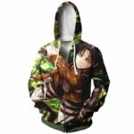 Levi Targets Female Titan  - Attack On Titan  Zip Up Hoodie Jacket - Zip Up Hoodie