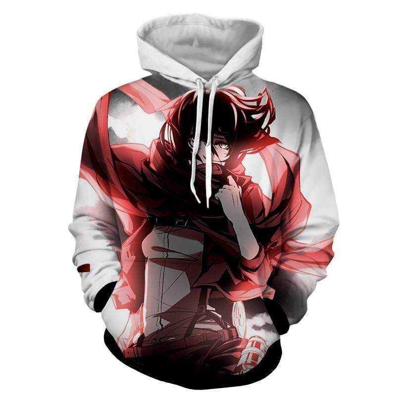 Mikasa Red Scarf Noir Hoodie - Attack On Titan Merch 3D Hoodie