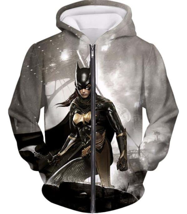 Arkham Night Hero Batgirl HD Graphic Action Hoodie - Zip Up Hoodie