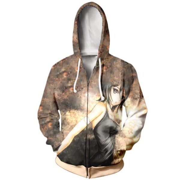 Bleach 3D Hoodie - Bleach Rukia Zip Up Hoodie Jacket