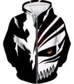 Bleach Kurosaki Ichigo Hollow Mask Hoodie - Bleach 3D Hoodies And Clothing - Zip Up Hoodie