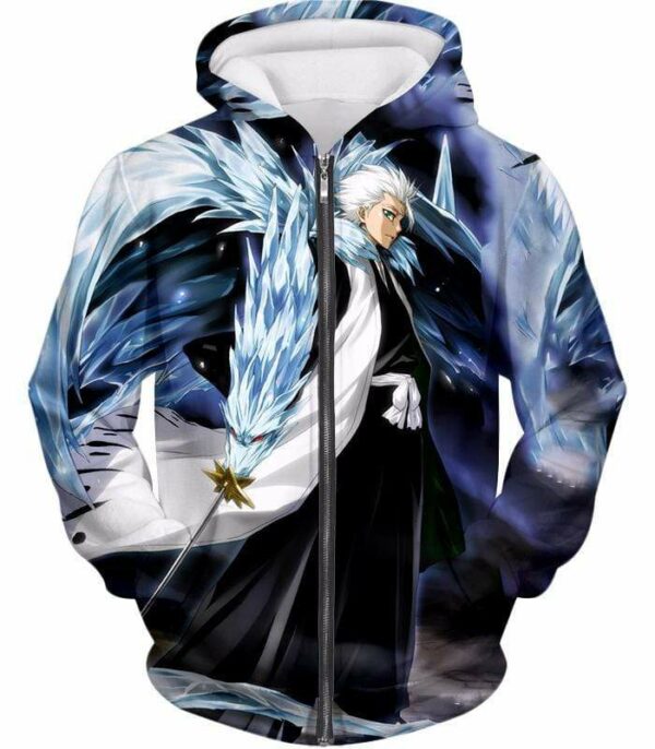 Bleach Super Cool Shinigami Toshiro Hitsugaya Ultimate Action Hoodie - Zip Up Hoodie