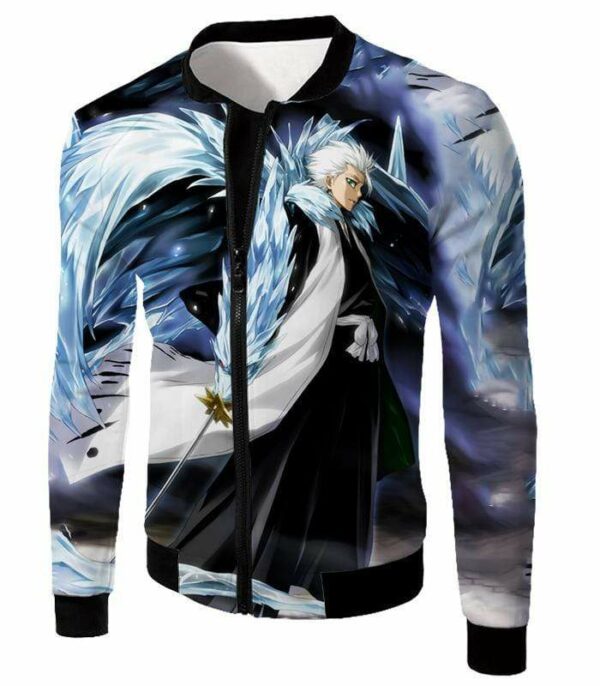 Bleach Super Cool Shinigami Toshiro Hitsugaya Ultimate Action Zip Up Hoodie - Jacket