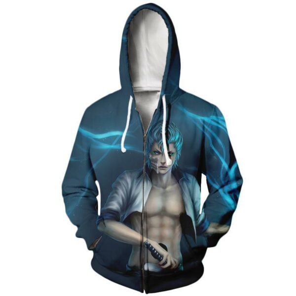 Grimmjow Jaegerjaquez Zip Up 3D Cool Bleach Hoodie - Bleach Anime Hoodie