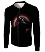 American Comic Hero Captain America Silhouette Promo Black Hoodie - Jacket