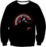 American Comic Hero Captain America Silhouette Promo Black Hoodie - Sweatshirt