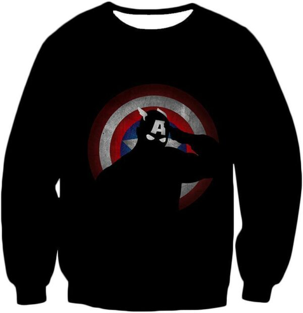 American Comic Hero Captain America Silhouette Promo Black Hoodie - Sweatshirt