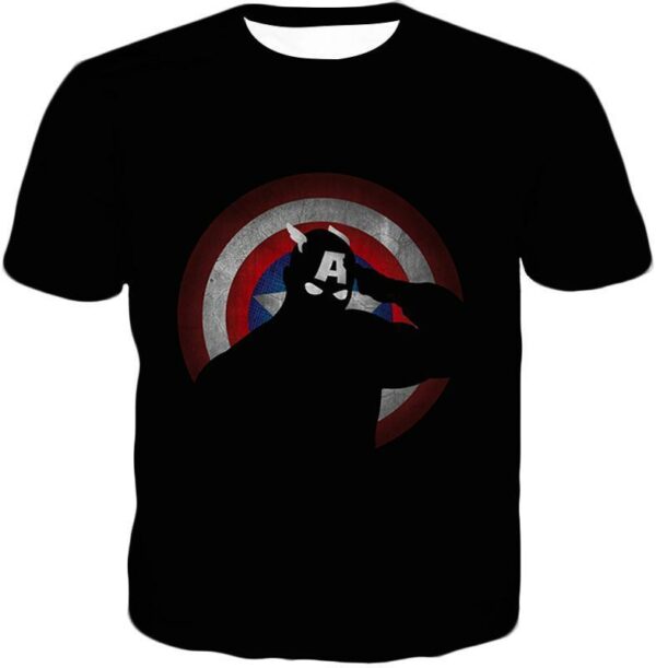 American Comic Hero Captain America Silhouette Promo Black Hoodie - T-Shirt