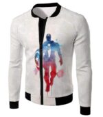 UltimateMarvelComic Hero Captain America Promo White Zip Up Hoodie - Jacket