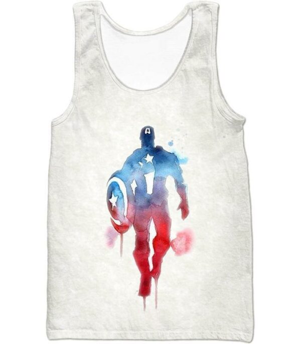 UltimateMarvelComic Hero Captain America Promo White Zip Up Hoodie - Tank Top