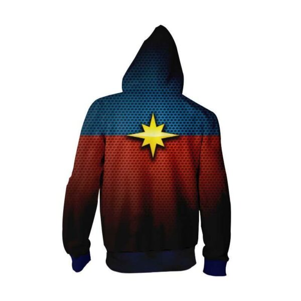 Captain Marvel Dotted Zip Up Hoodie - Captain Marvel 3D Graphic Zip Up Hoodie