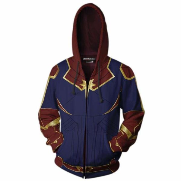 Captain Marvel Hoodie-Carol Danvers Jacket-Zip Up Hoodie