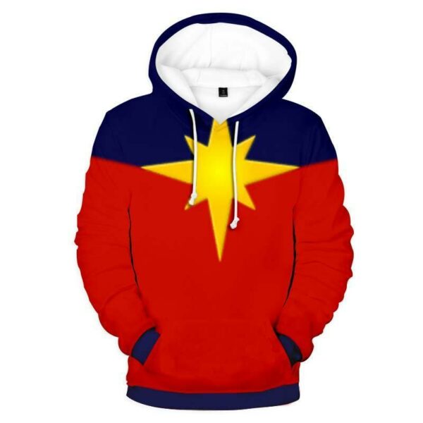 Captain Marvel Yellow Logo  Hoodie - Captain Marvel 3D Graphic Hoodie