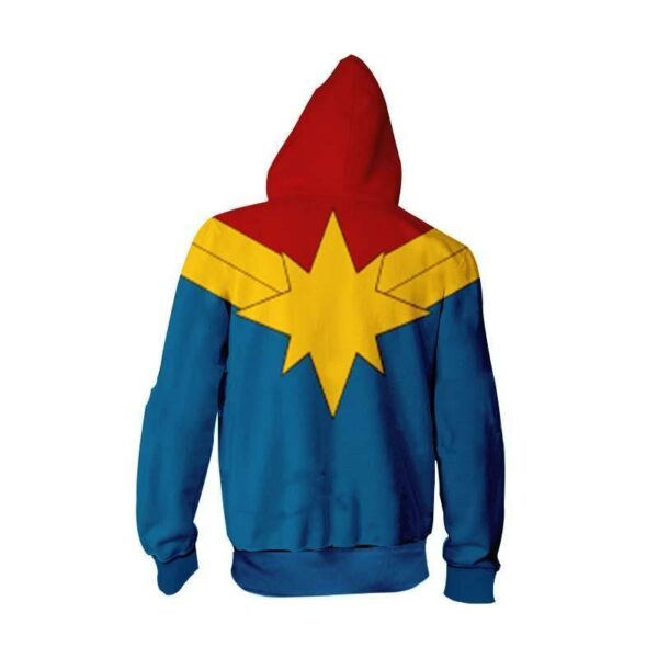 Captian Marvel Comic Style Zip Up Hoodie - Captain Marvel 3D Graphic Zip Up Hoodie