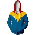 Captian Marvel Comic Style Zip Up Hoodie - Captain Marvel 3D Graphic Zip Up Hoodie