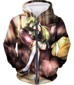 Anime Beauty C.C. The Grey Witch Cool Anime Promo Zip Up Hoodie