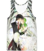 Beautiful Anime Couple Kiss C.C. X Lelouch Cute Poster Zip Up Hoodie - Tank Top