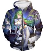 Beautiful Code Geass Green Headed Anime Girl Cool Poster Hoodie - Zip Up Hoodie