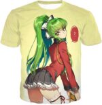 Code Geass Cute School Uniform Girl C.C. Beautiful Anime Poster Hoodie - T-Shirt