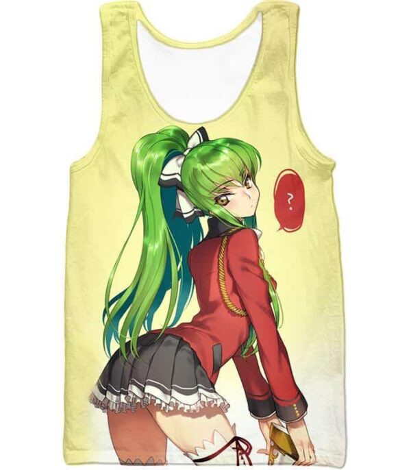 Code Geass Cute School Uniform Girl C.C. Beautiful Anime Poster Hoodie - Tank Top