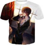 Code Geass Handsome Anime Hero Suzaku Kururugi Promo Zip Up Hoodie - T-Shirt