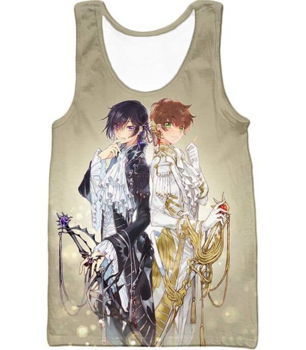 The White Knight Suzaku X The Demon Emperor Lelouch Cool Grey Anime Hoodie - Tank Top