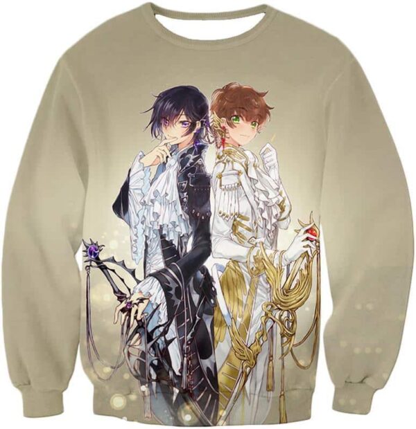 The White Knight Suzaku X The Demon Emperor Lelouch Cool Grey Anime Hoodie - Sweatshirt