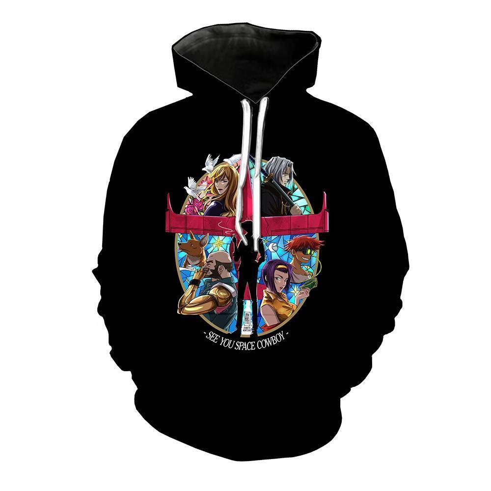 Cowboy Bebop Hoodie - Julia, Vicious, Jet, Faye And Spike Cowboy Bepop Pullover Hoodie