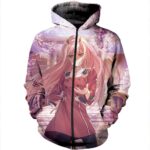 Darling In The Franxx Zip Up Hoodie - Zero Two In Cherry Blossoms Zip Up Hoodie