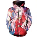 Darling In The Franxx Zip Up Hoodie - Zero Two Manga Cover Zip Up Hoodie