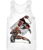 Deadpool Hoodie - Art Deadpool Vs Deathstroke Action White Hoodie - Tank Top