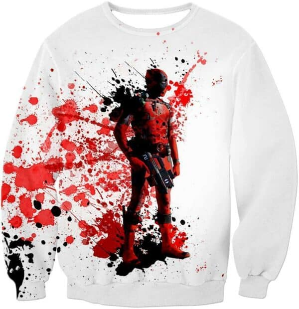 Deadpool Hoodie - Deadly Merchenary Deadpool White Hoodie - Sweatshirt