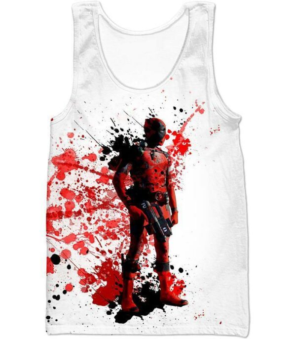 Deadpool Hoodie - Deadly Merchenary Deadpool White Hoodie - Tank Top