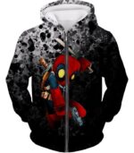 Deadpool Hoodie - Deadpool Figure Graphic Black Hoodie - Zip Up Hoodie