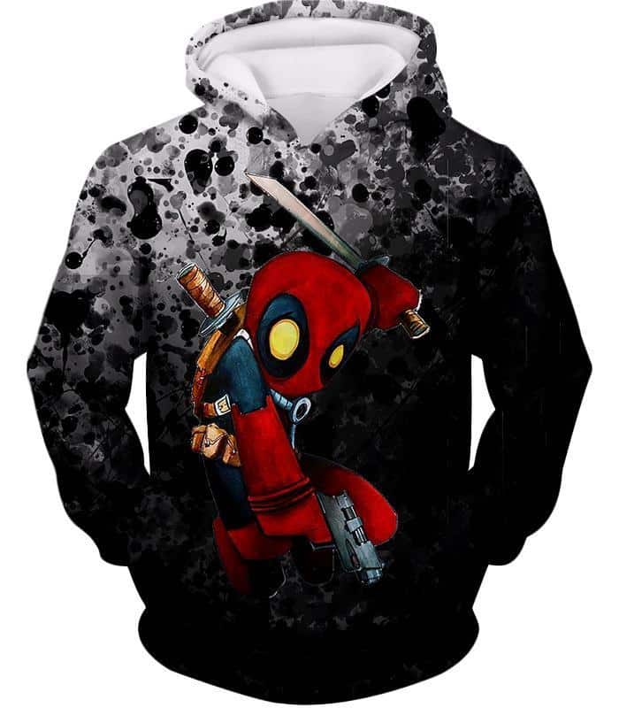 Deadpool Hoodie - Deadpool Figure Graphic Black Hoodie