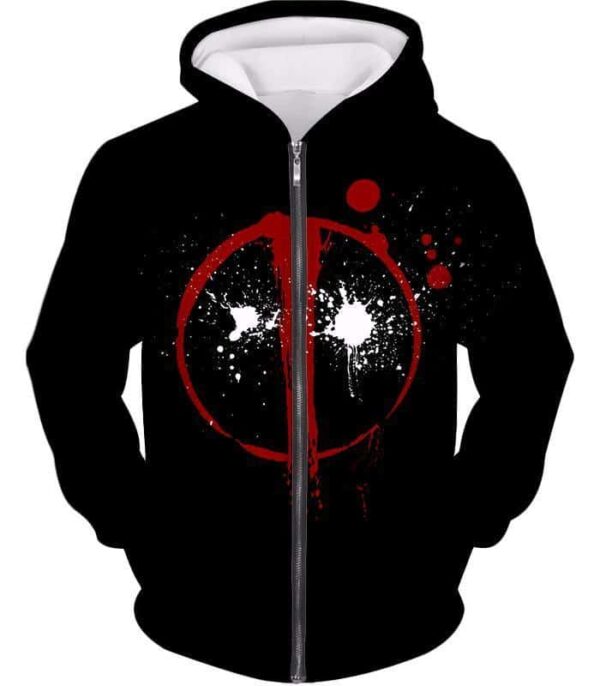 Deadpool Hoodie - Deadpool Graphic Logo Black Hoodie - Zip Up Hoodie