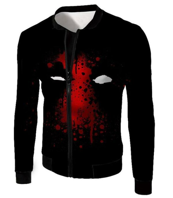 Deadpool Hoodie - Deadpool Graphic Mask Fan Art All Black Hoodie - Jacket