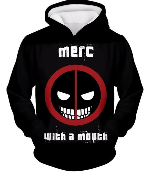 Deadpool Hoodie - Deadpool Graphic Merch With A Mouth Black Hoodie - Hoodie