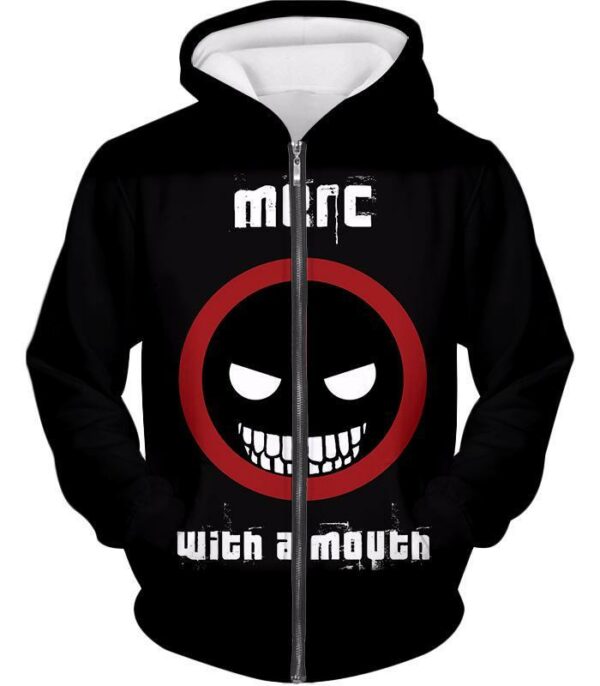 Deadpool Hoodie - Deadpool Graphic Merch With A Mouth Black Hoodie - Zip Up Hoodie