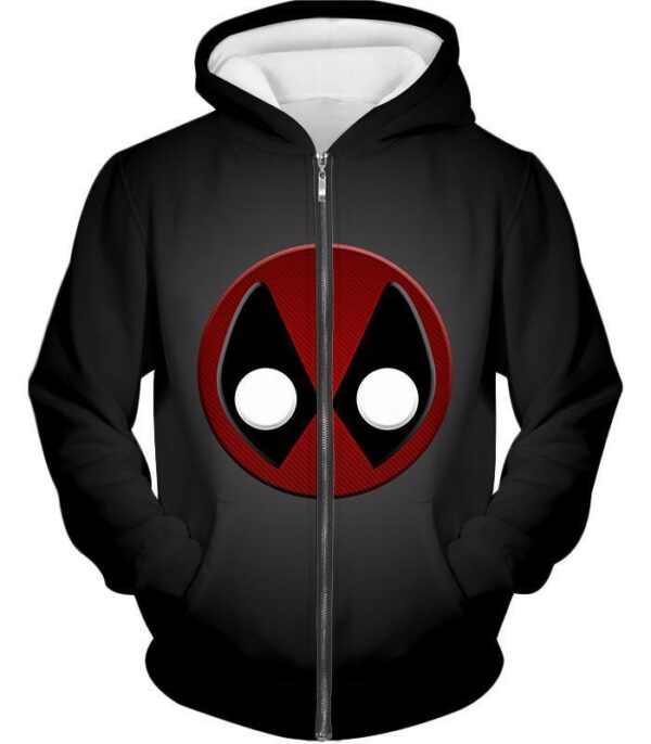 Deadpool Hoodie - Favourite Deadpool Logo Black Hoodie - Zip Up Hoodie