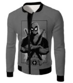 Deadpool Hoodie - Grey Deadpool Graphic Pose Hoodie - Jacket