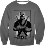 Deadpool Hoodie - Grey Deadpool Graphic Pose Hoodie - Sweatshirt