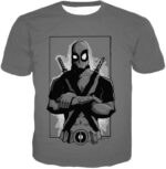 Deadpool Hoodie - Grey Deadpool Graphic Pose Hoodie - T-Shirt