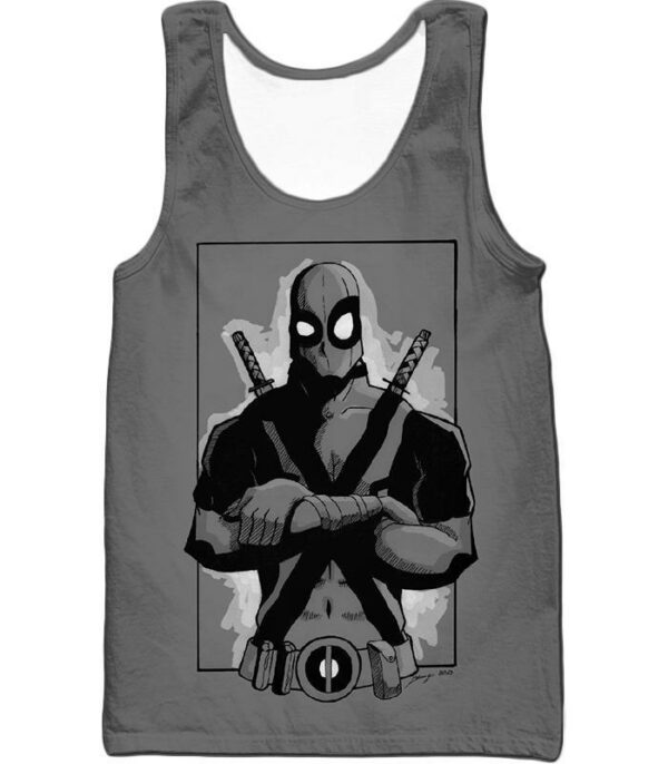 Deadpool Hoodie - Grey Deadpool Graphic Pose Hoodie - Tank Top